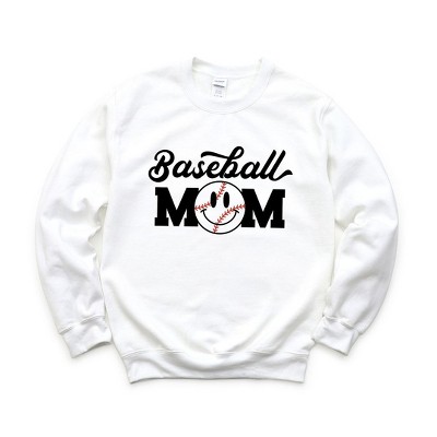 Simply Sage Market Women's Graphic Sweatshirt Baseball Mom Smiley Face Heart