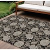 Black Taupe And Beige Floral Washable Indoor Outdoor Area Rug - 2 of 4