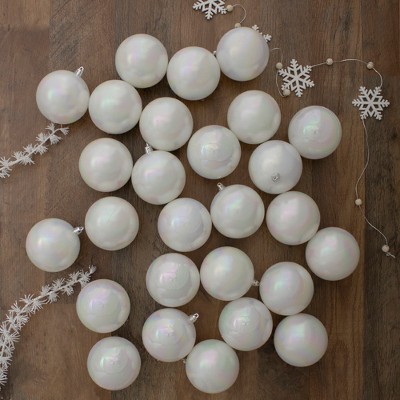 White Iridescent Shatterproof Plastic Christmas Ball Ornament Set