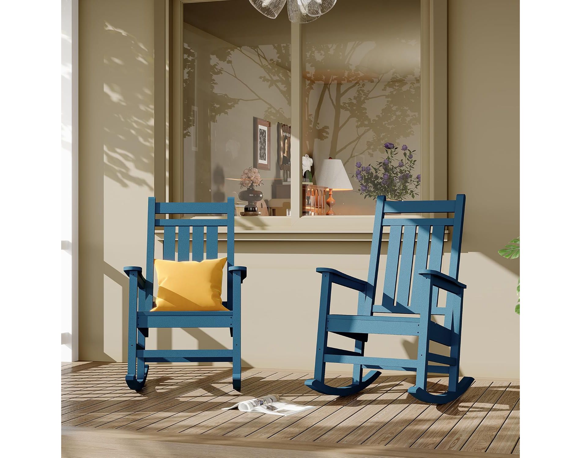 HDPE All-Weather Oversized Rocking Chair, 350lb Capacity, Stainless Steel & Anti-Rollover Design