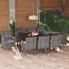 vidaXL Patio Dining Set with Cushions Poly Rattan Gray and Brown - 9 Piece, 72.8" Table Length, 8 Chairs - 2 of 4