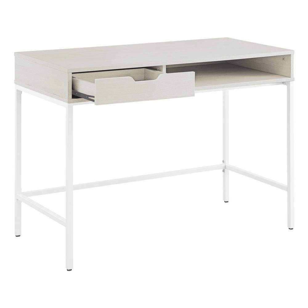 Photos - Office Desk 40" Contempo Desk with Drawer and Shelf White Oak - OSP Home Furnishings: Sturdy Steel Frame, MDF Surface