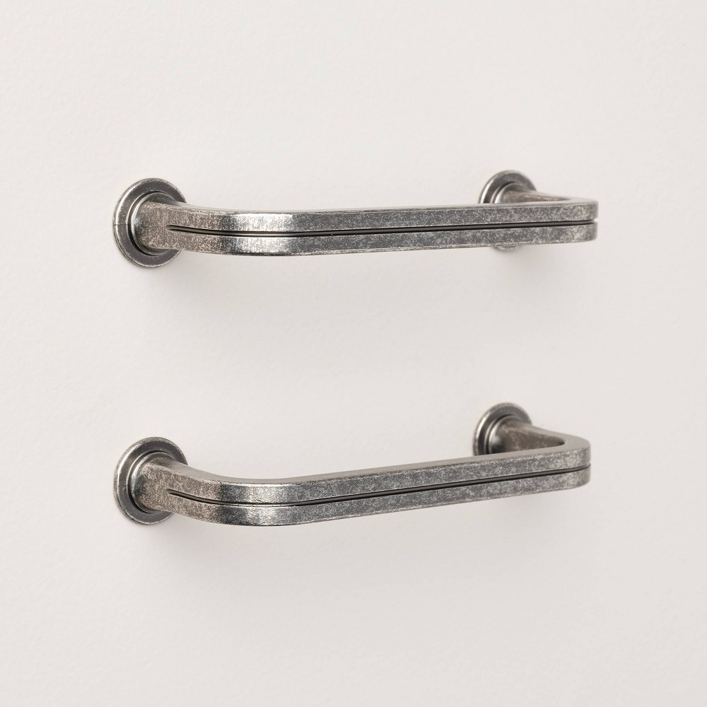 3.75" Classic Etched Drawer Pulls Antique Nickel (Set of 2) - Hearth & Hand™ with Magnolia: Zinc Alloy, Nickel-Plated Cabinet Handles