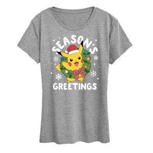 Women's - Pokémon - Pikachu Seasons Greetings Short Sleeve Graphic T-Shirt - 1 of 4