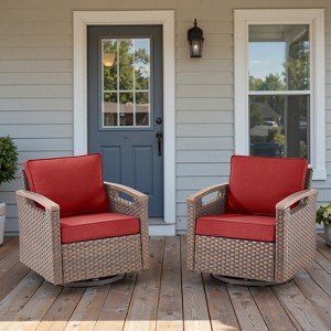 Outdoor Swivel Rocker Patio Chairs Thickened Cushions Swivel Chairs for Porch - 1 of 4