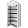 Outsunny 5 Tier Mini Greenhouse with Reinforced PE Cover, Small Portable Greenhouse with Roll-Up Zippered Door, White - 4 of 4