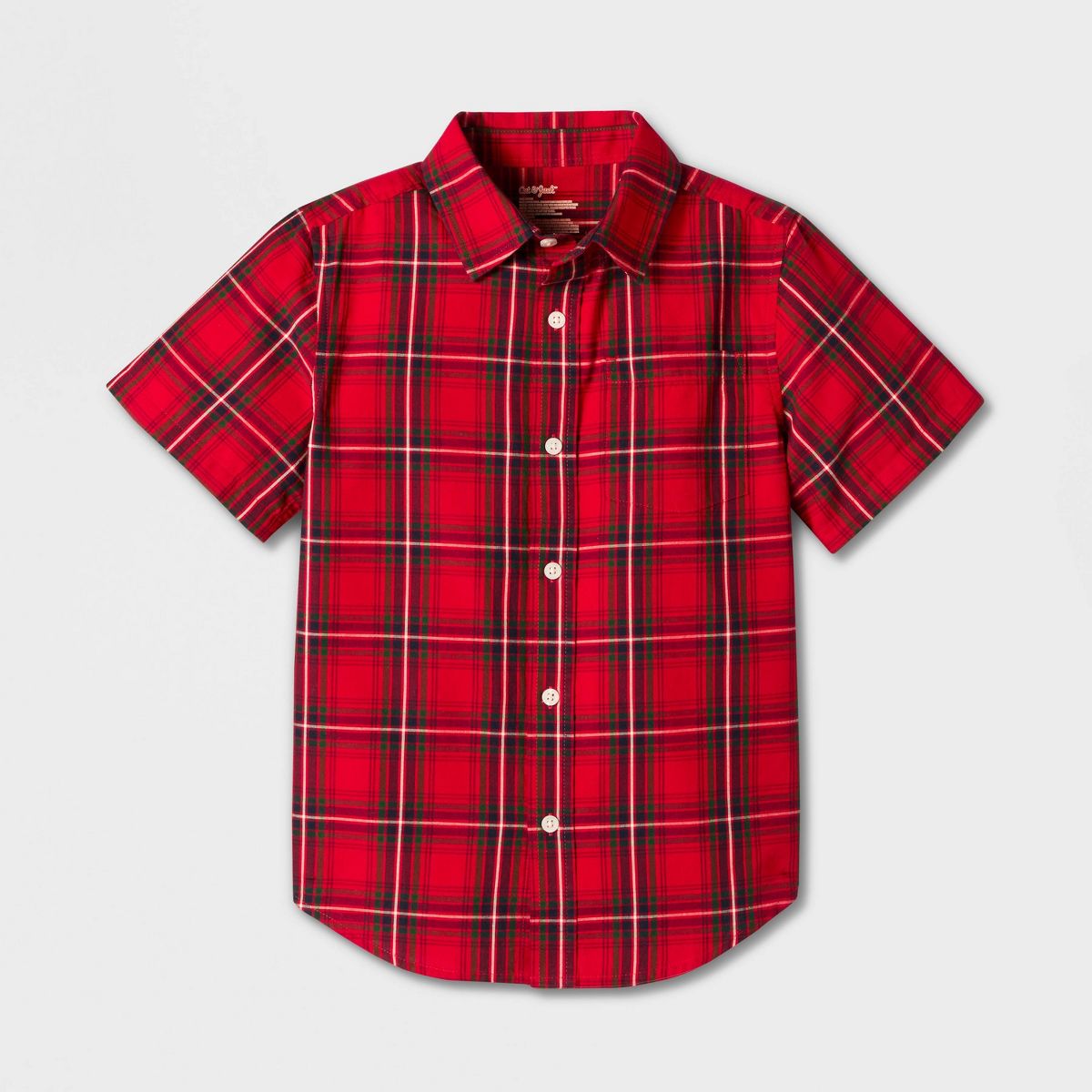 Boys' Short Sleeve 100% Cotton Classic Fit Plaid Button-Down Shirt - Cat & Jack™ - thumbnail 2