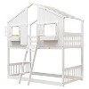 NicBex Twin Over Twin Bunk Bed with Guardrail and Roof and Window,House Loft Bed with Ladder and Door,Modern Noise Reduced Bunk Beds for Bedroom - 2 of 4