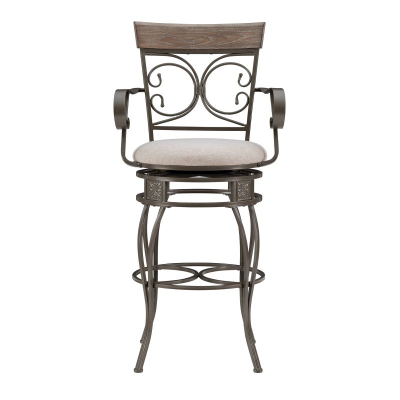 Nora Big and Tall Faux Leather Metal Swivel Seat Barstool with Arms - Linon, 4 of 17