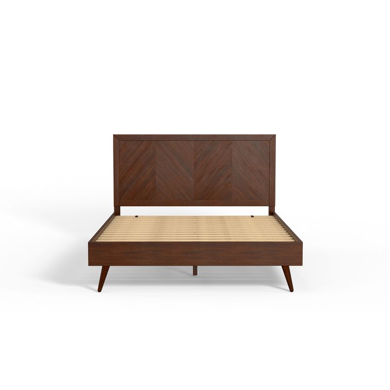 Wooden Platform Bed Frame with Chevron Headboard - eLuxury, 2 of 10