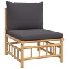 vidaXL 3 Piece Patio Lounge Set with Dark Gray Cushions Bamboo - 4 of 4