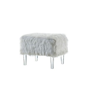 Marcelo Faux Fur Like Glam Square Ottoman White - ioHOMES, Winter White