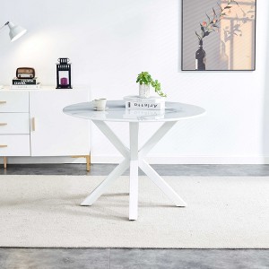 NicBex 42.12" Mid-century Round Dining Table,Kitchen Table with MDF Tabletop for 4-6 Seaters,White - 1 of 4