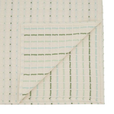 Off-White Stitched Line Cotton Tablecloth, 23x19 in