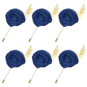 Unique Bargains Wedding Rose Men Suit Boutonnieres Lapel Pins 6 Pcs - 1 of 4