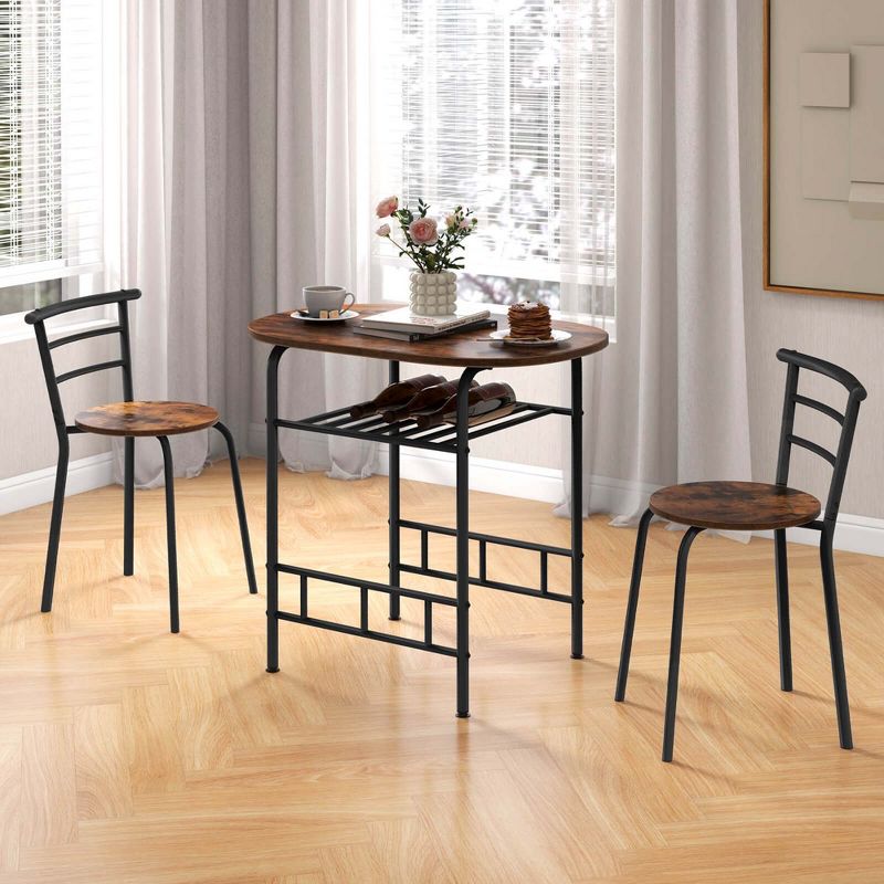 Costway 3 Pcs Dining Set 2 Chairs And Table Compact Bistro Pub Breakfast Home Kitchen, 4 of 11