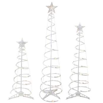 Northlight Set of 3 LED Lighted Warm White Outdoor Spiral Christmas Cone Trees 3', 4', and 6'