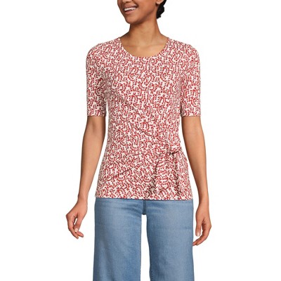 Lands' End Women's Lightweight Jersey Tie Front Top