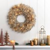 Puleo 24" Battery-Operated Pre-Lit Tan Wreath with 35 Warm White Lights - 2 of 4