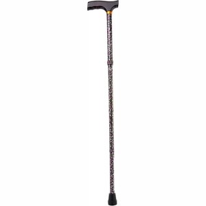 Drive Medical T-Handle Lightweight Adjustable Folding Cane Universal Black Floral - 1 of 4
