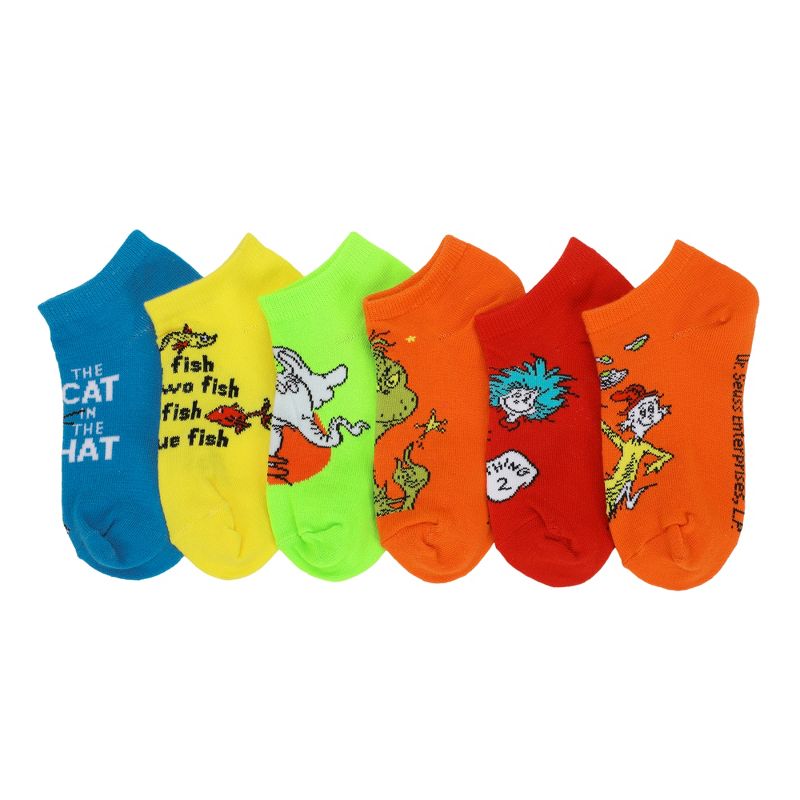 Dr. Seuss Character Art Kid's 6-Pair Ankle Socks, 1 of 7
