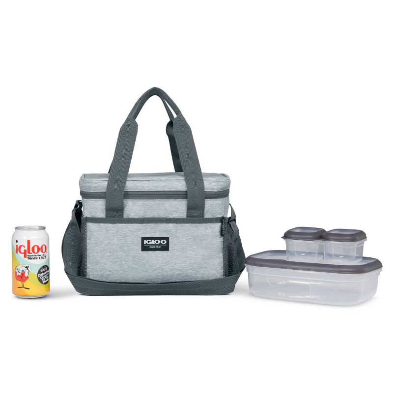 Igloo Lunch+ Cube 12 Lunch Tote with Pack Ins - Gray, 3 of 12