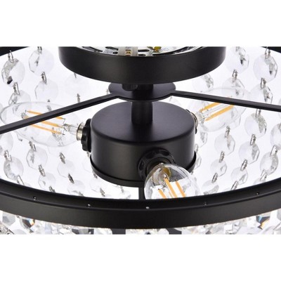 Cora 13'' Black Iron and Crystal Flush Mount Light