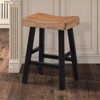 Traditional Solid Wooden Stool Set of 2pc, Contour Seat Oak / Black 24"H - 4 of 4
