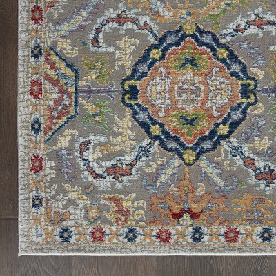 Global Vintage Grey and Multicolor Synthetic 5'3" x 7'6" Area Rug