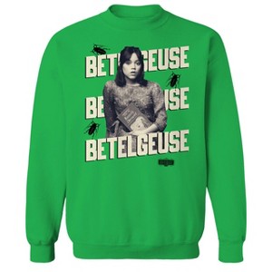 Beetlejuice Men's Astrid Betelgeuse Repeat Long Sleeve Graphic Cotton Pullover Sweatshirt - 1 of 1