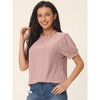 Seta T Women's Back Button Dressy Casual Ruffle Neck Summer Puff Sleeve Eyelet Tops - 2 of 4
