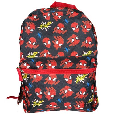Spiderman Heads All Over Nylon Kids Backpack 16" School Bookbag for and Boys