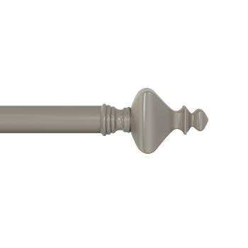 Hastings Home 1 Inch Curtain Rod with Finials (Gray)