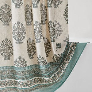 Sofia Flower Block Bouquet Shower Curtain Teal Single 72x72 - 1 of 4