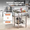 VEVOR 24 x 24 x 36 Inch Stainless Steel Work Table,Commercial Food Prep Worktable Heavy Duty Prep Worktable, Metal Work Table - 4 of 4