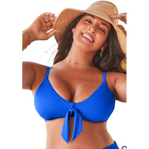 Swimsuits For All Women's Plus Size Bra Sized Tie Front Longline