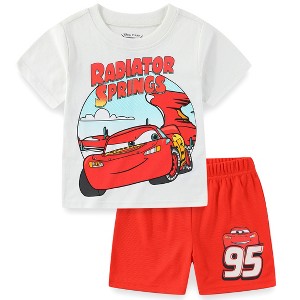 Disney Cars Lightning McQueen Boys 2 Piece Short Sleeve T-Shirt and Shorts Set for Toddlers - 1 of 4