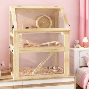 Aortzio 23.6"W 3-Tier Wooden Hamster Cage&Detachable Bottom with Play Area - 1 of 4