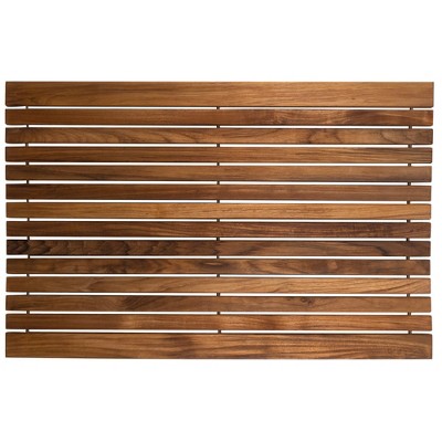 Nordic Teak Wood Bath Mat with Rubber Feet, 31.4" x 19.6"