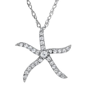 Pompeii3 1/4ct Diamond Starfish Pendant 10K White Gold W/ 18" Chain - 1 of 3
