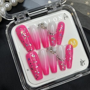 Vynxaria Pink Premium Press-On Nails for Effortless Style Size M - 1 of 4