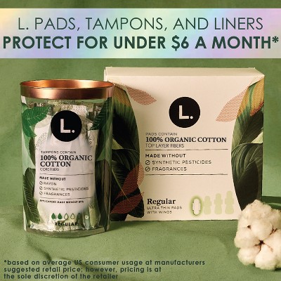 L . Organic Tampon Light + Regular Tampons - 84ct