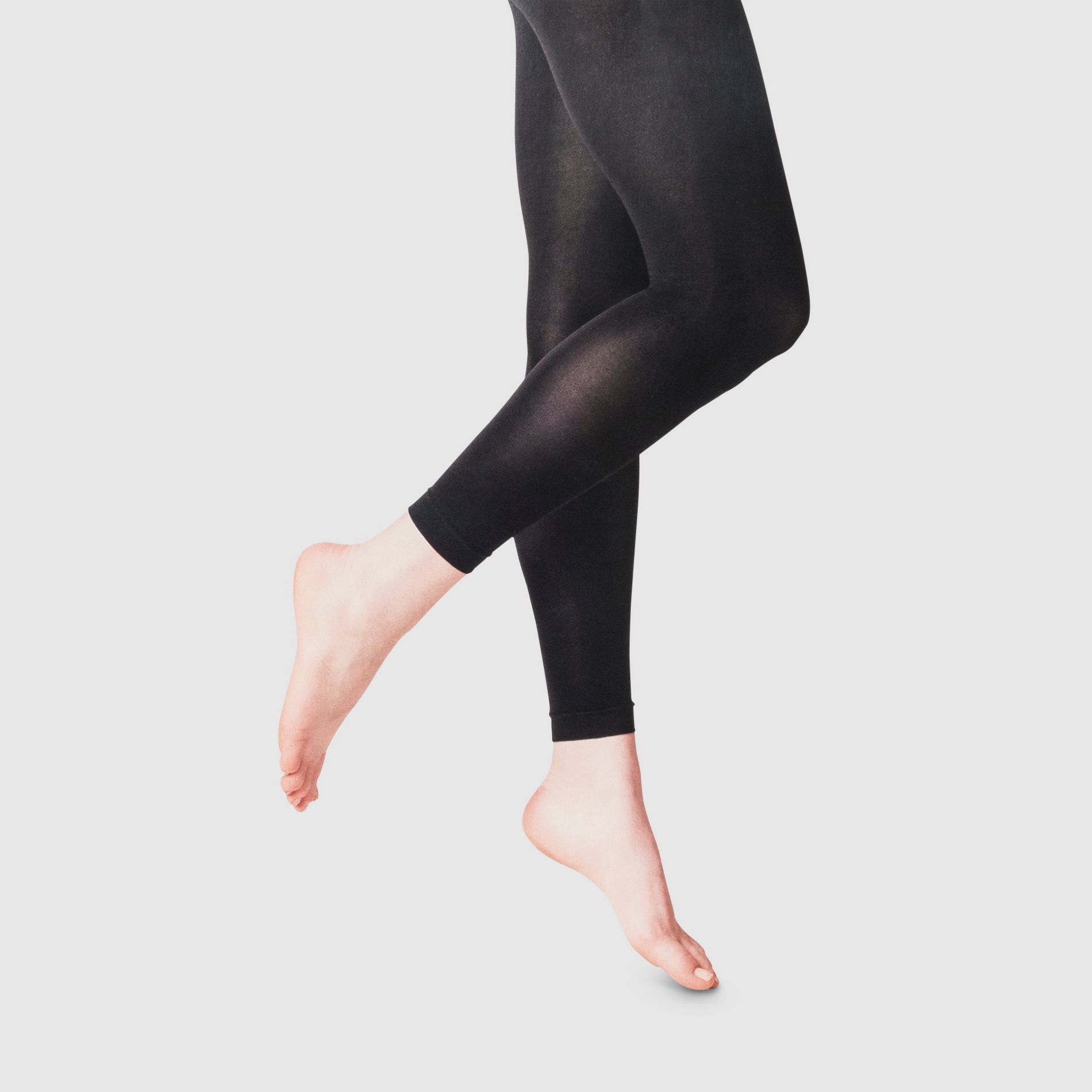 Women's 50D Opaque Footless Tights - A New Day™ Black S/M: High Waisted, Tagless, Knit, Nylon-Spandex Blend