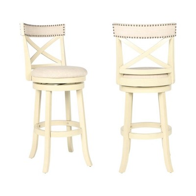 New Classic Furniture, York White Solid Wood Swivel Bar Stool (Set of 2), White