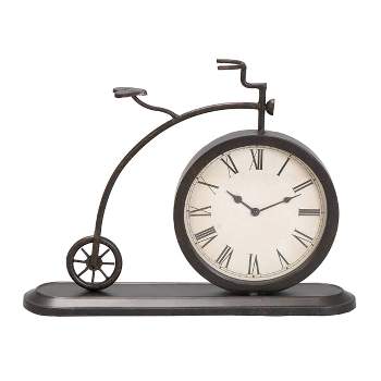 4"x14" Metal Bike Vintage Clock Black - Olivia & May