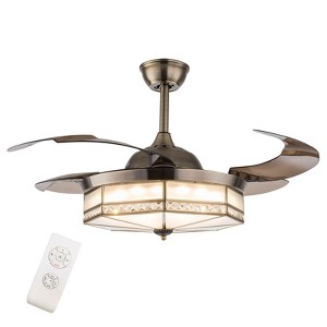 YIYIBYUS 42in Gold Modern LED Ceiling Fan With 4 Retractable Blades, 6 Wind Speeds - 1 of 4