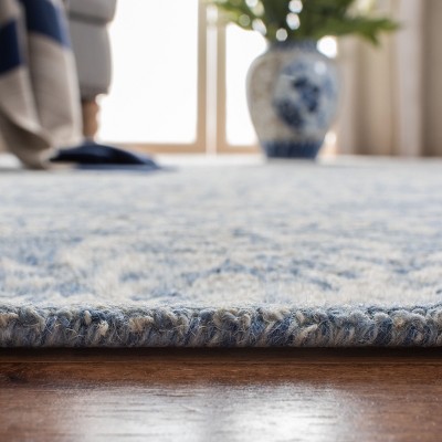 Elegant Blue Trellis Hand-Tufted Wool Rug 4' x 6'