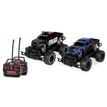 World Tech Toys Ford F-150 SVT Raptor Police Pursuit RTR Electric RC Monster Truck - 1:24 Scale - 2pk