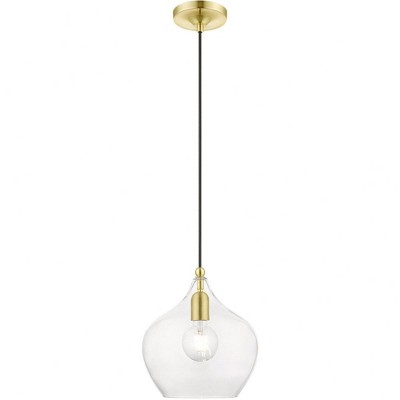Aldrich 10" Clear Glass Brass Pendant Light