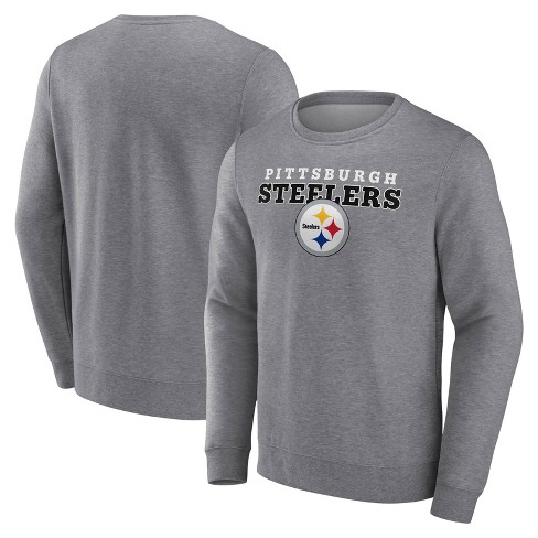 NFL Pittsburgh Steelers Men's Gray Long Sleeve Crew Fleece Sweatshirt - S